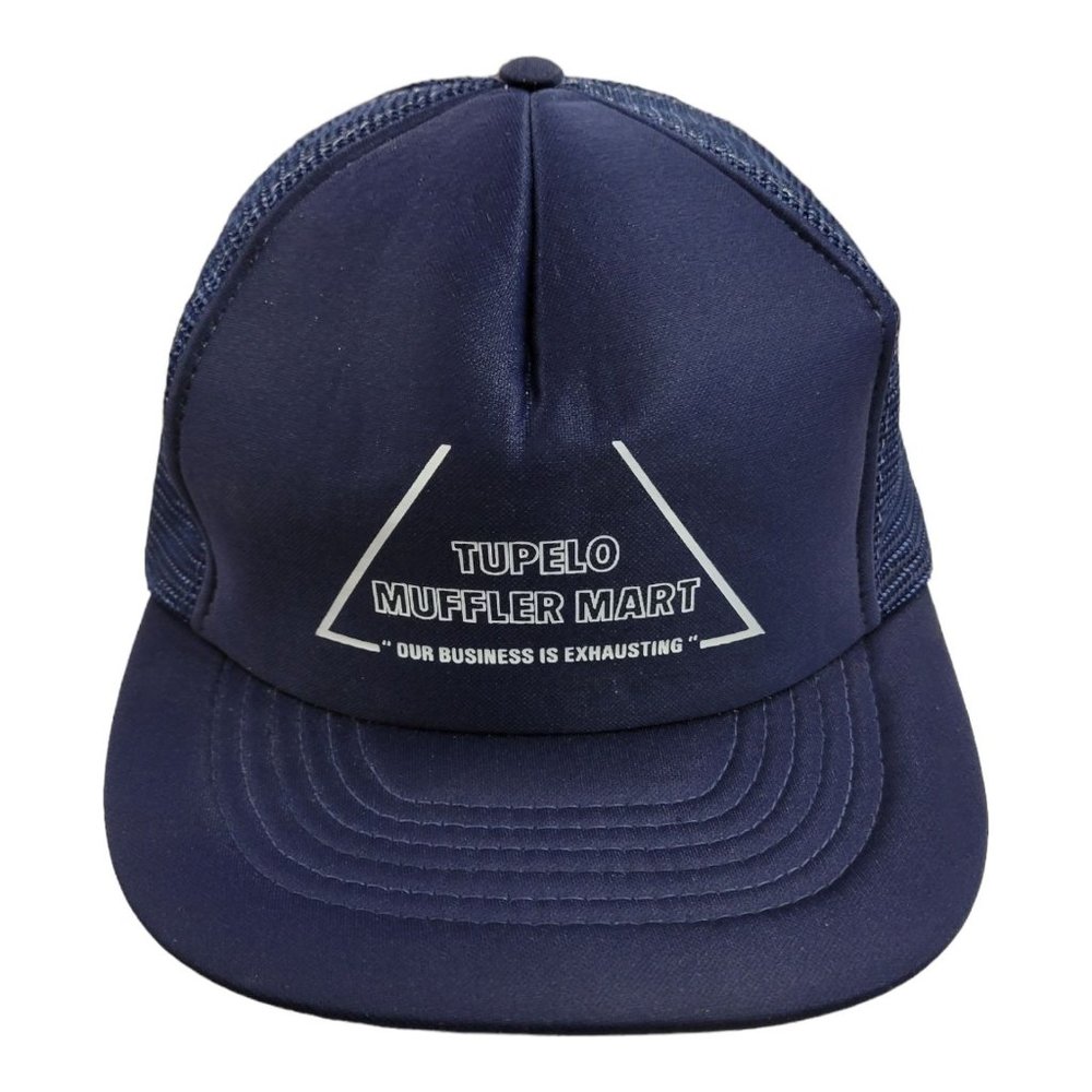 Vintage K Studio Tupelo Muffler Mart Trucker Hat Mesh Snapback Cap Foam Blue